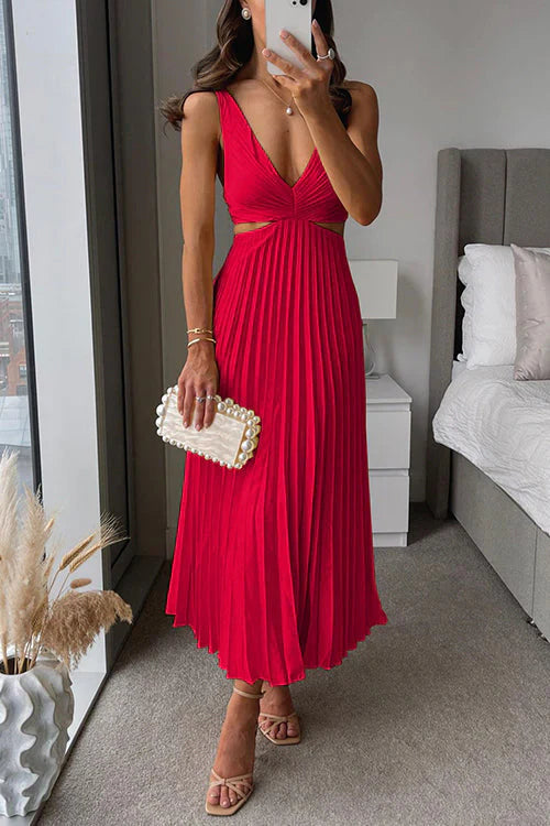 Women's Pleated Maxi Dress Elegant & Flowy