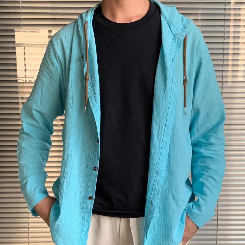 Breathable & Light Linen Men's Hooded Shirt – Malik