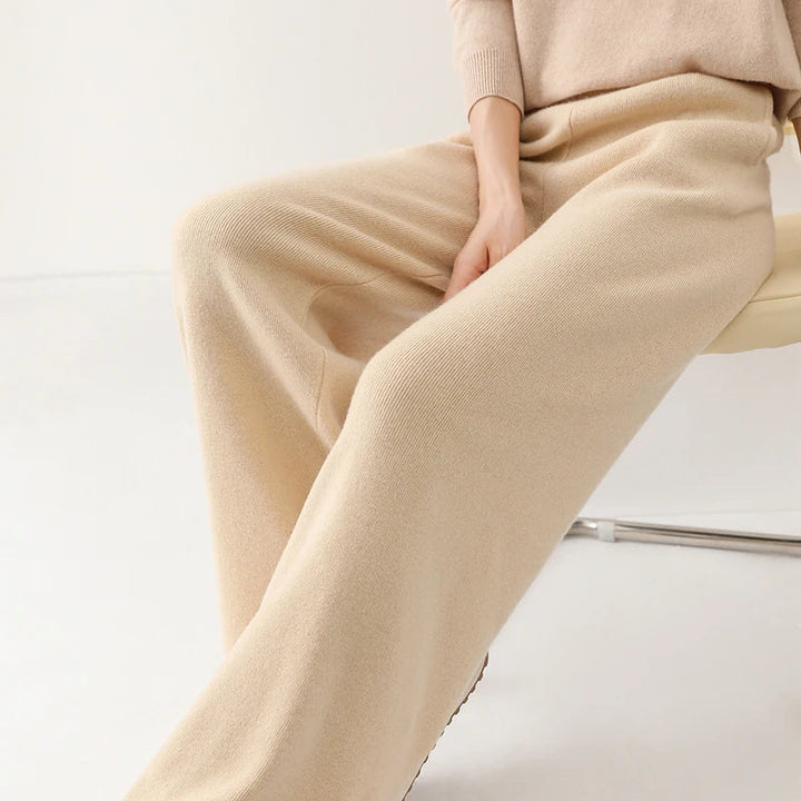 Women's Merino Wool Pants High Waist Wide-Leg