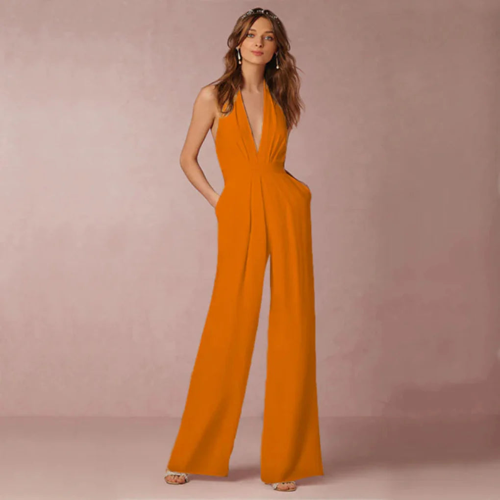 Deep V Neck Backless Jumpsuit
