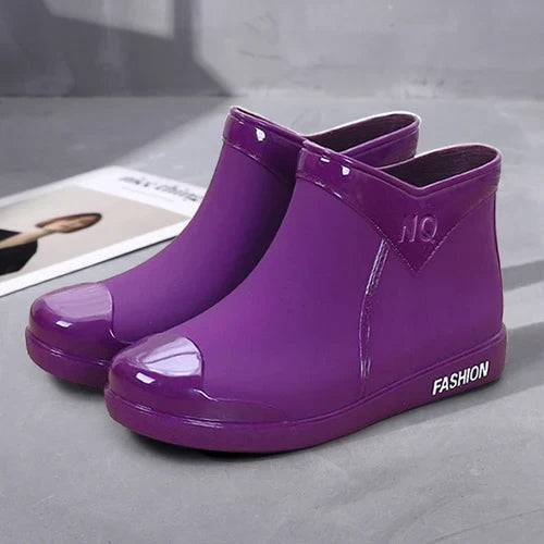 Women's Waterproof Wellington Ankle Boots with Side Zip – Selis