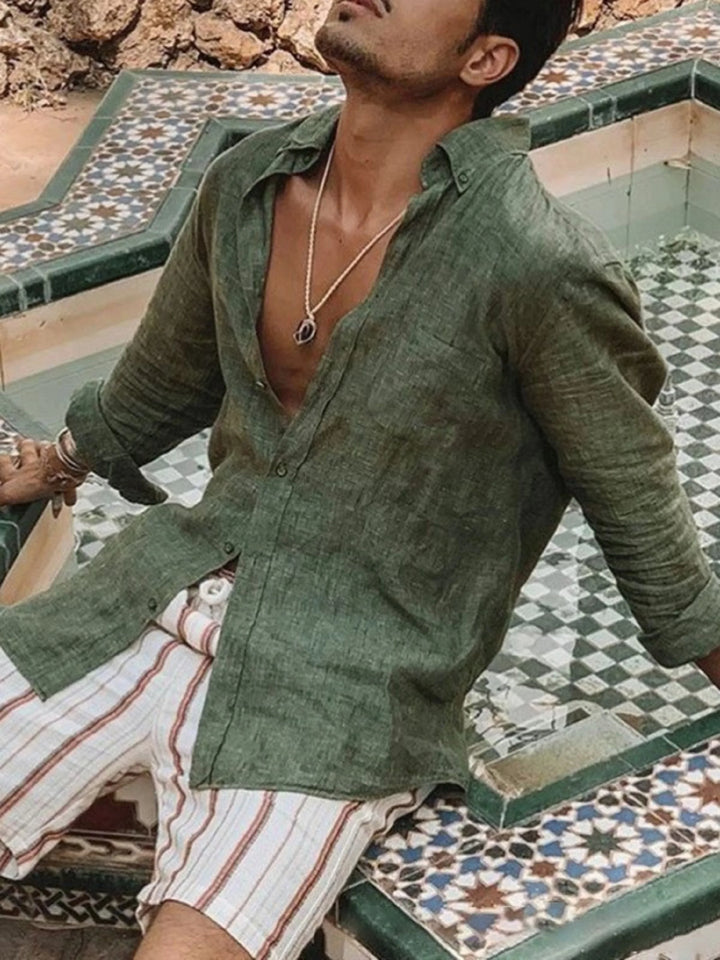Lightweight Men's Linen Shirt with Button Placket – Fabio