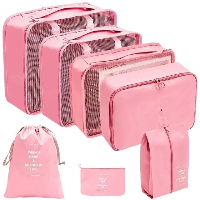 PackWunder Travel Organiser Set 7/8/9/10 Pieces | Foldable Suitcase Organiser | For Clothing, Shoes and Accessories