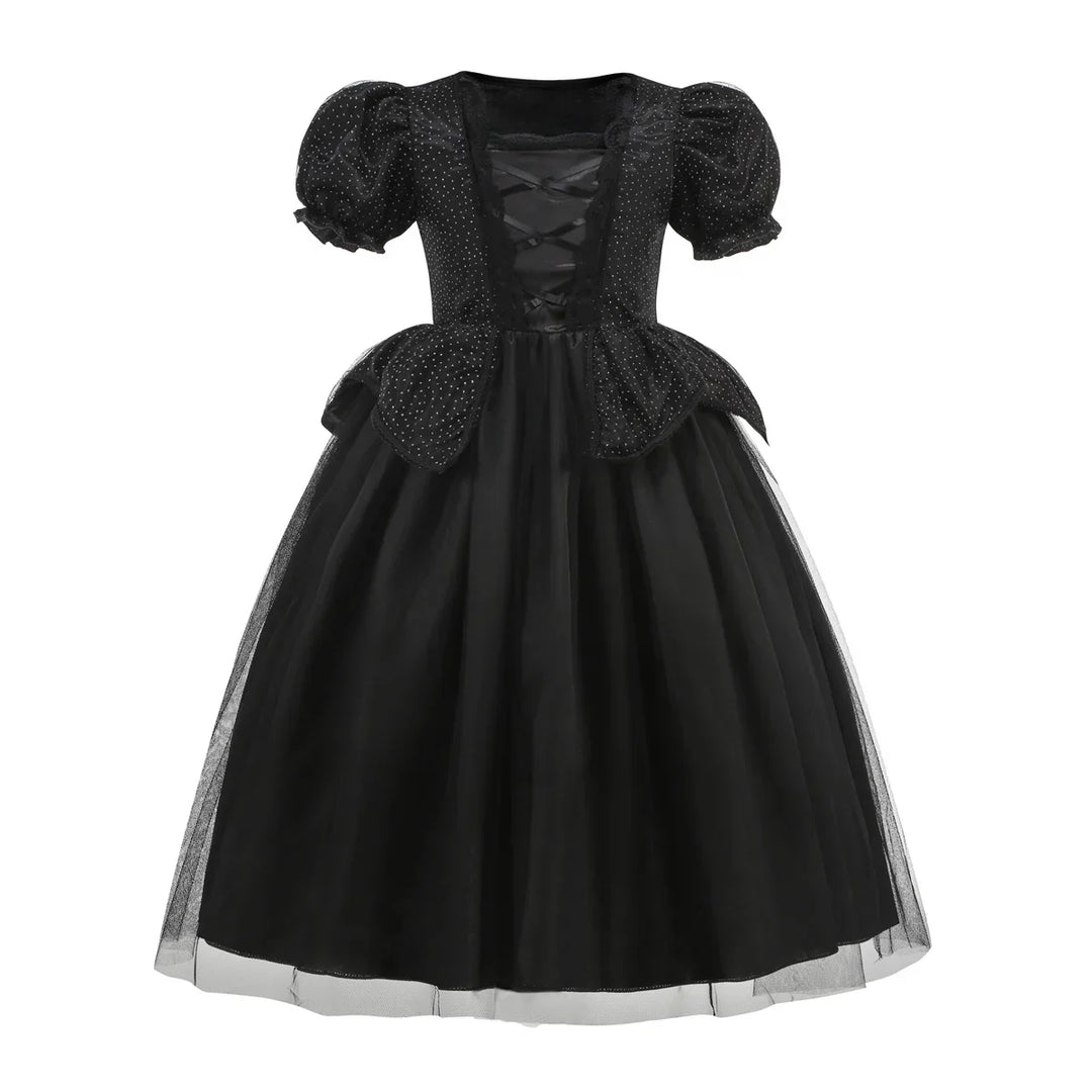 Girls' Horned Witch Fancy Dress - Black Tulle Gala Dress Costume