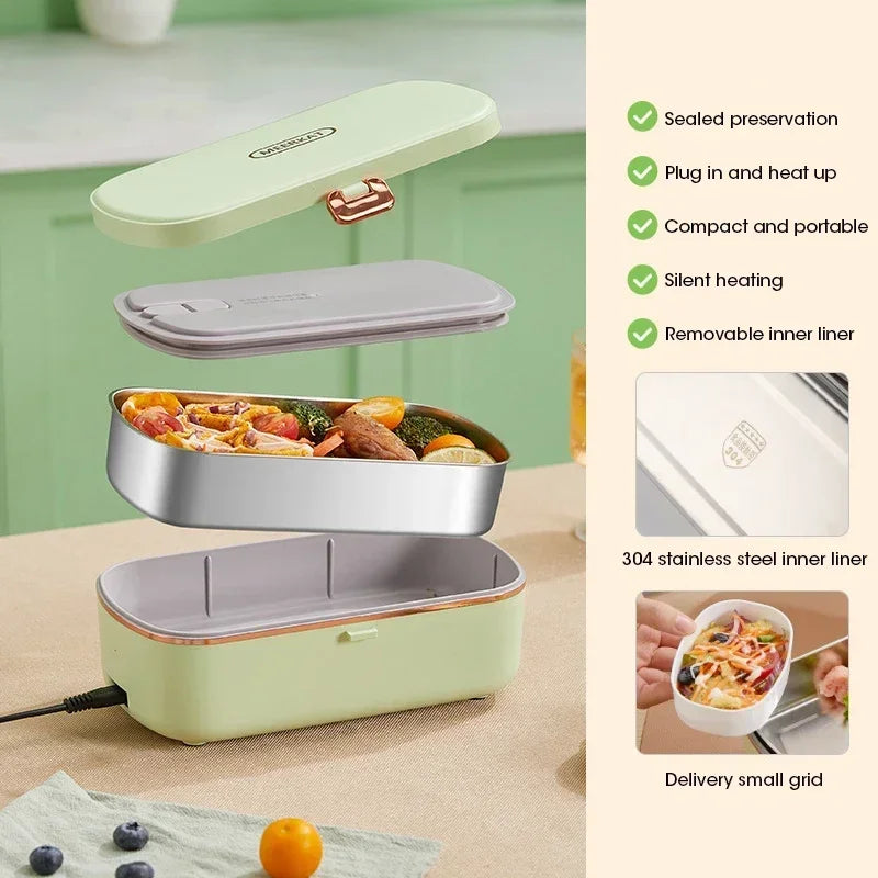900 ml Portable Electric Lunch Box Food Warmer with Steaming Function – HeatMate