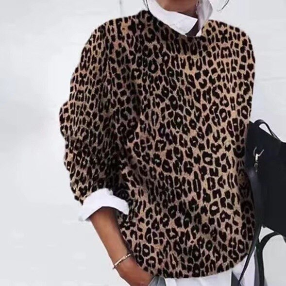 Women's Floral Print Sweater – Knitted Pullover with Patterned Print