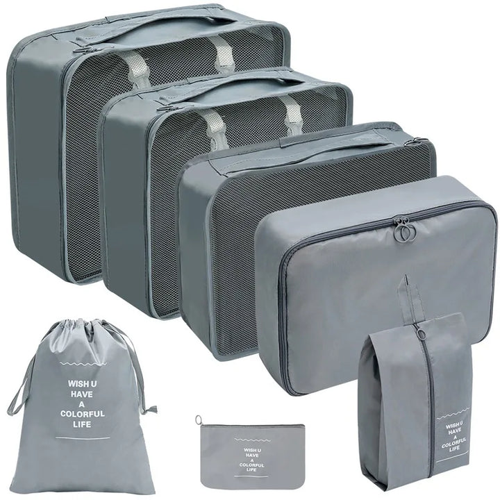 PackWunder Travel Organiser Set 7/8/9/10 Pieces | Foldable Suitcase Organiser | For Clothing, Shoes and Accessories