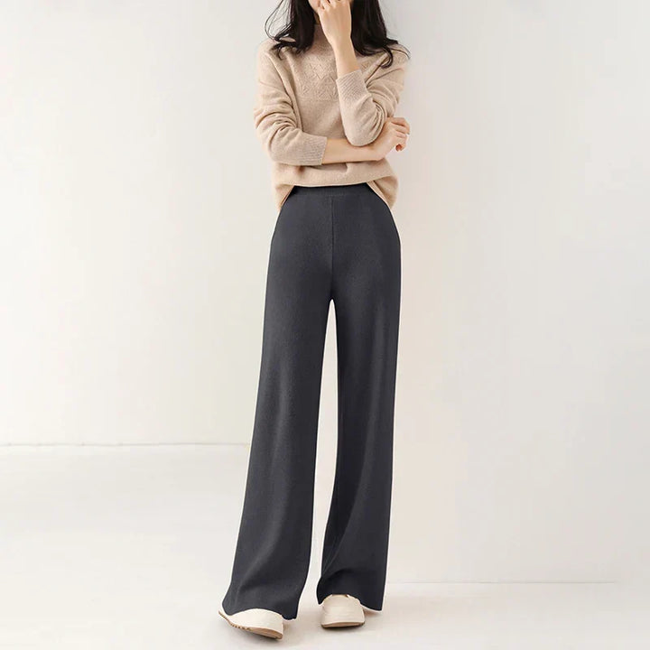 Women's Merino Wool Pants High Waist Wide-Leg