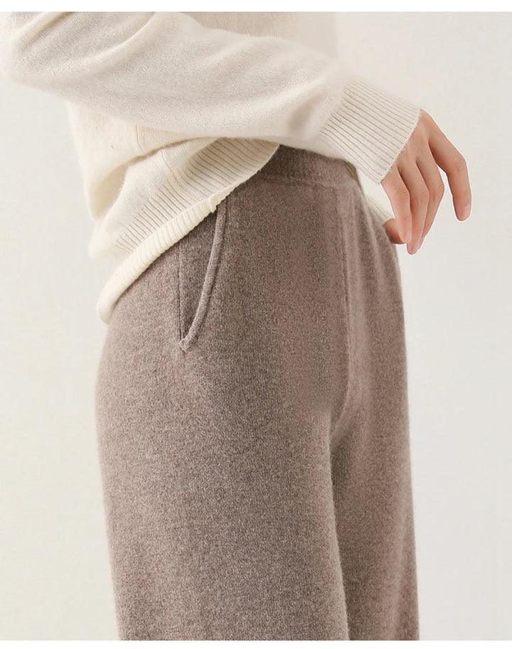 Women's Merino Wool Pants High Waist Wide-Leg