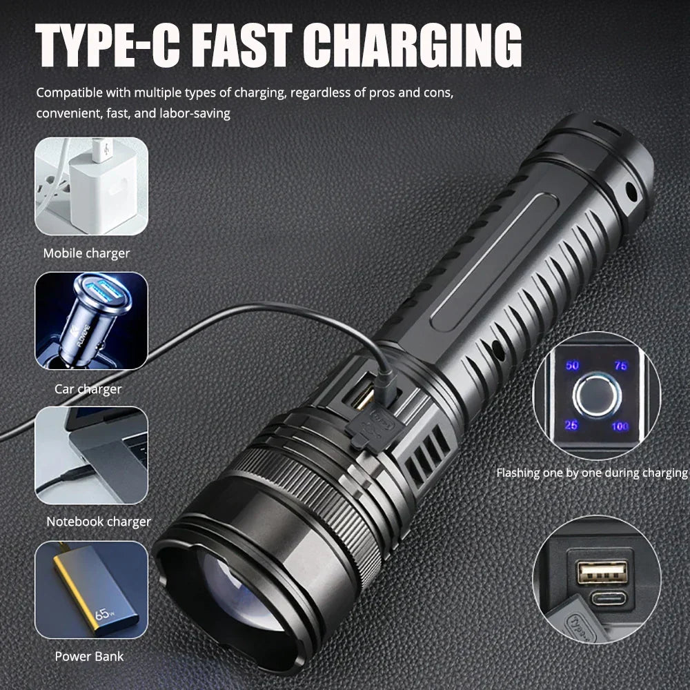 Rechargeable 10000 Lumen LED Flashlight – Striker