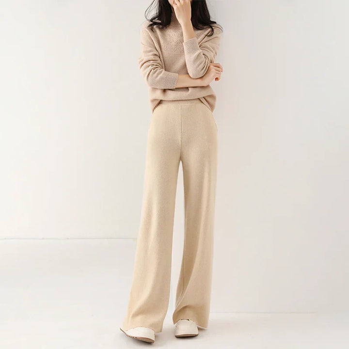 Women's Merino Wool Pants High Waist Wide-Leg