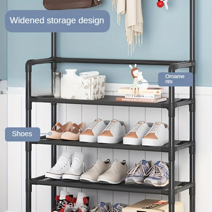 Coat Rack with Shoe Storage Shelf, Multi-Tier Steel Frame – EntryMate