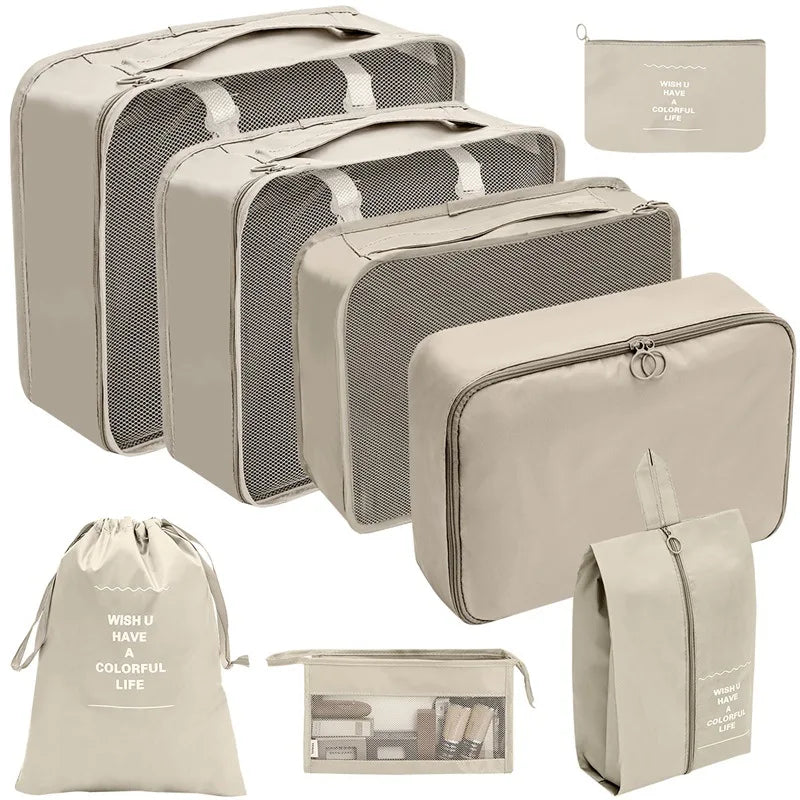 PackWunder Travel Organiser Set 7/8/9/10 Pieces | Foldable Suitcase Organiser | For Clothing, Shoes and Accessories