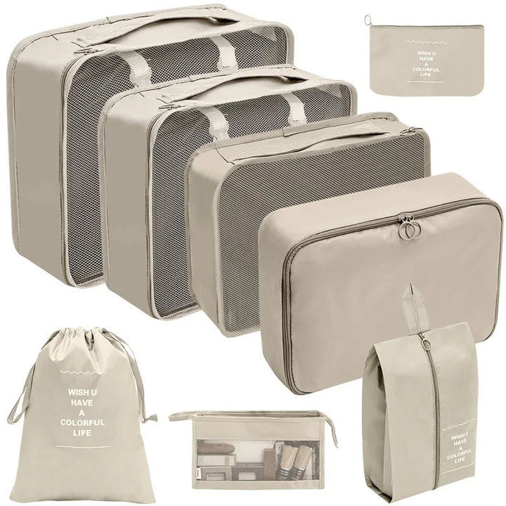 PackWunder Travel Organiser Set 7/8/9/10 Pieces | Foldable Suitcase Organiser | For Clothing, Shoes and Accessories