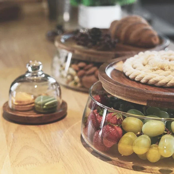 Glass Bowl with Wooden Lid - NatureLux