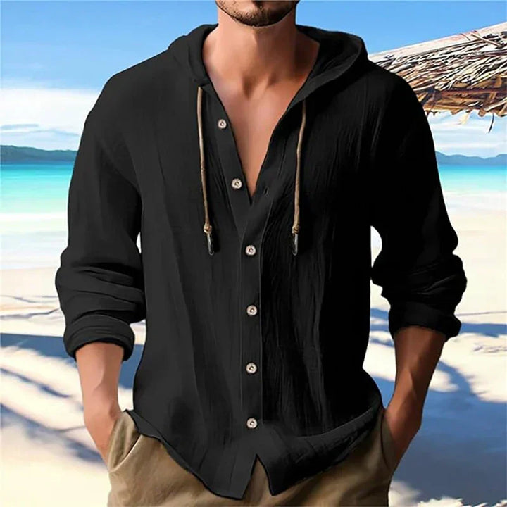 Breathable & Light Linen Men's Hooded Shirt – Malik