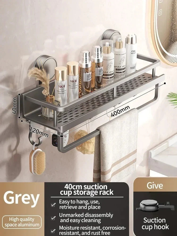 Bathroom Shelf with Suction Cup | No Drilling | Draining Rack
