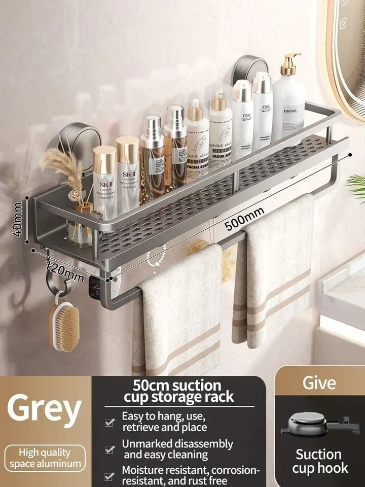 Bathroom Shelf with Suction Cup | No Drilling | Draining Rack