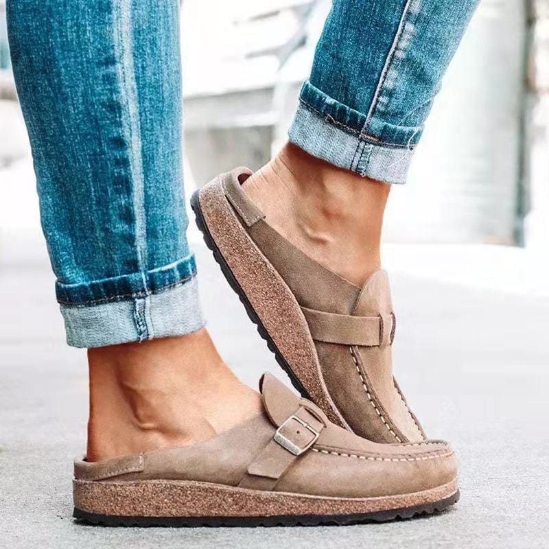 Retro Suede Slide Sandals with Orthopedic Comfort - Solenza