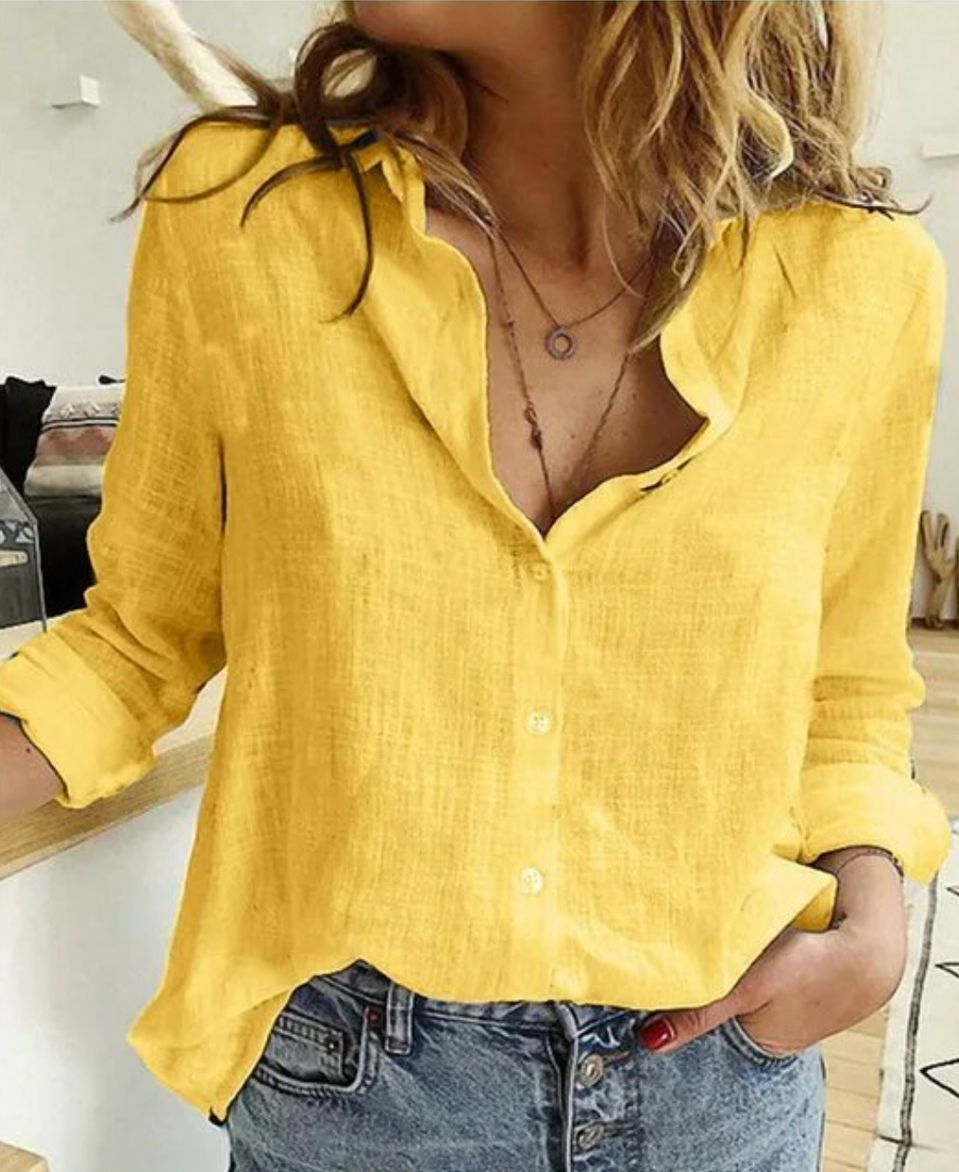 Long Sleeve Blouse with Elegant Draping and Soft Fabric