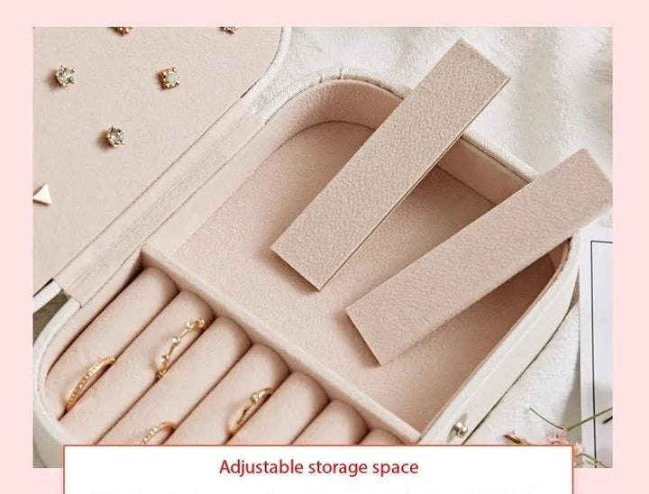 Double-Layer Portable Leather Jewelry Box