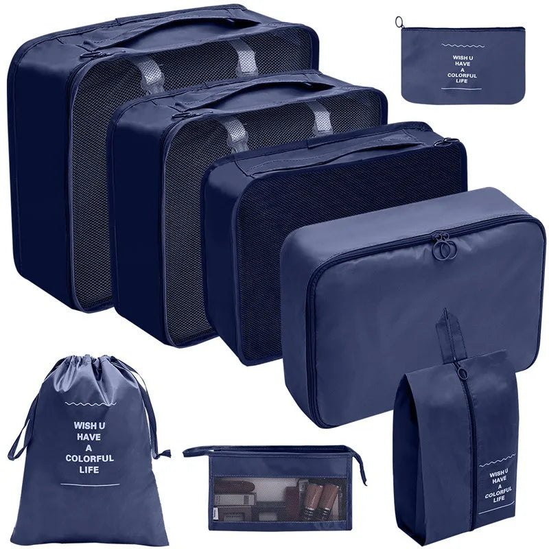 PackWunder Travel Organiser Set 7/8/9/10 Pieces | Foldable Suitcase Organiser | For Clothing, Shoes and Accessories
