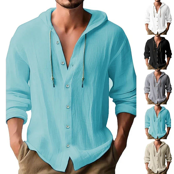 Breathable & Light Linen Men's Hooded Shirt – Malik