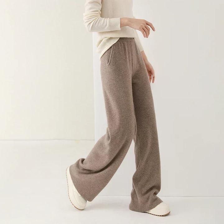 Women's Merino Wool Pants High Waist Wide-Leg