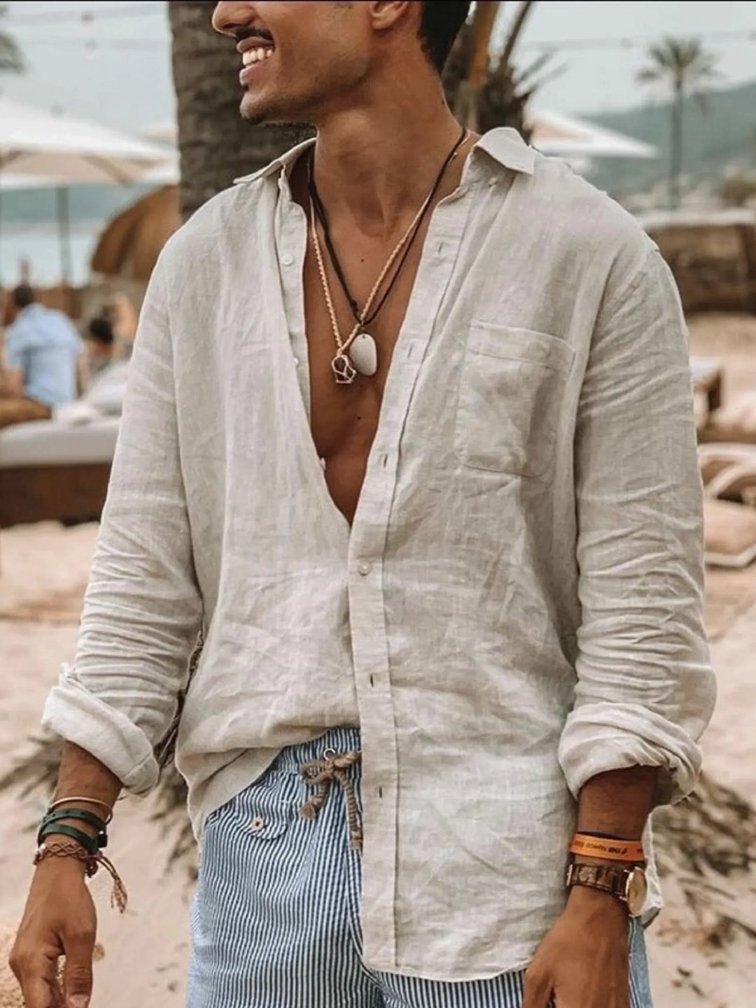 Lightweight Men's Linen Shirt with Button Placket – Fabio