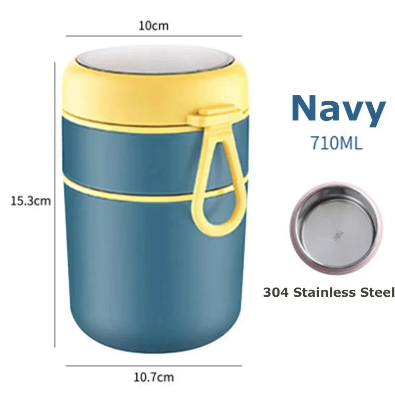 ThermoMeal Stainless Steel Thermal Container | 530 ml / 710 ml | Insulated Cup for Soups and Lunch | Waterproof and Durable