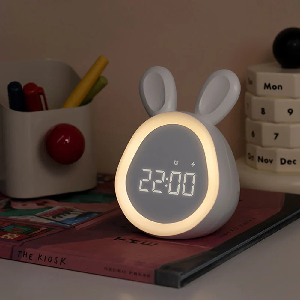 BunniGlow Bunny-Shaped Children's Alarm Clock with LED Night Light