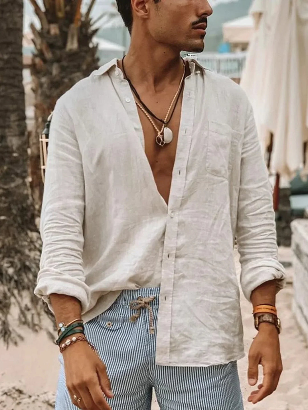 Lightweight Men's Linen Shirt with Button Placket – Fabio