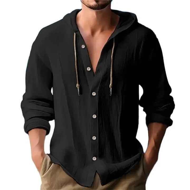 Breathable & Light Linen Men's Hooded Shirt – Malik
