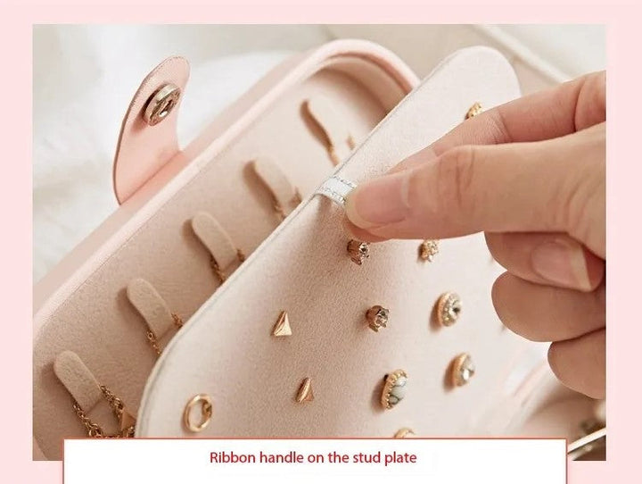 Double-Layer Portable Leather Jewelry Box