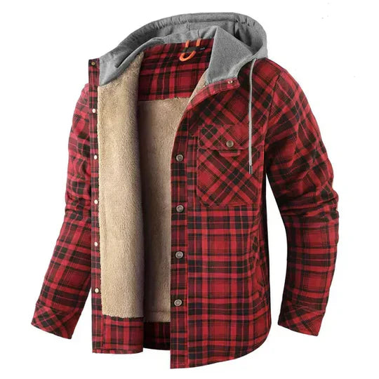 Men’s Plaid Hooded Shirt Jacket