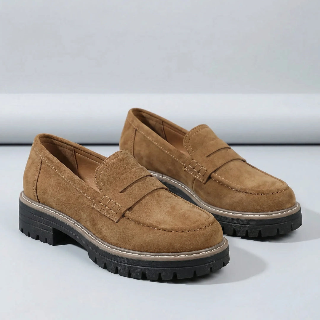 Slip-On Loafers with Low Block Heel - Liv