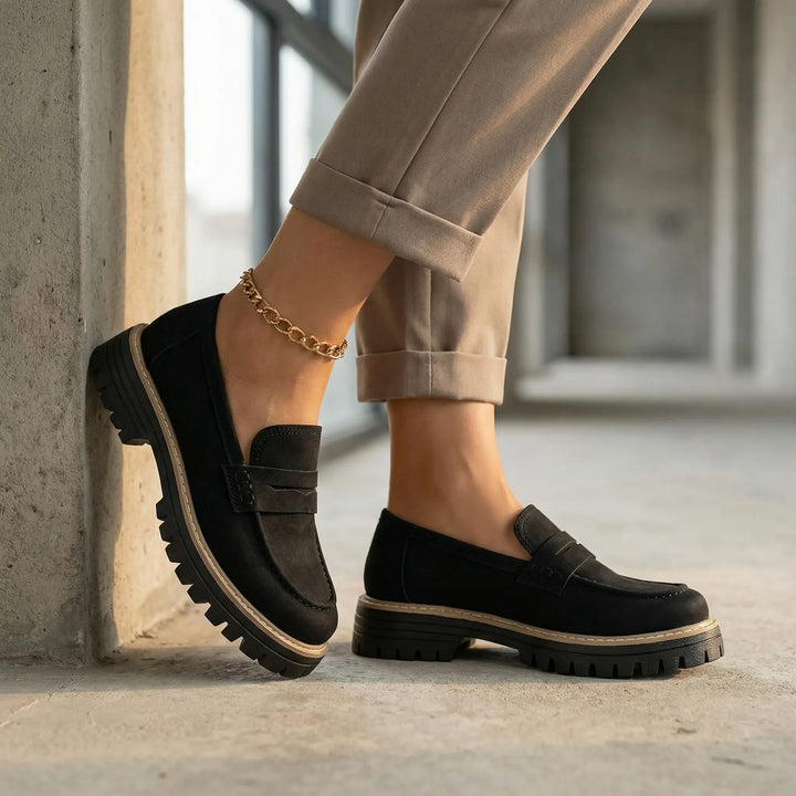 Slip-On Loafers with Low Block Heel - Liv