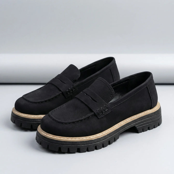 Slip-On Loafers with Low Block Heel - Liv