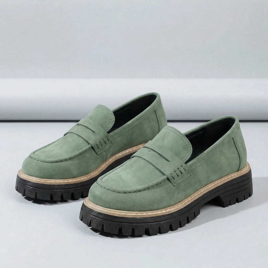 Slip-On Loafers with Low Block Heel - Liv