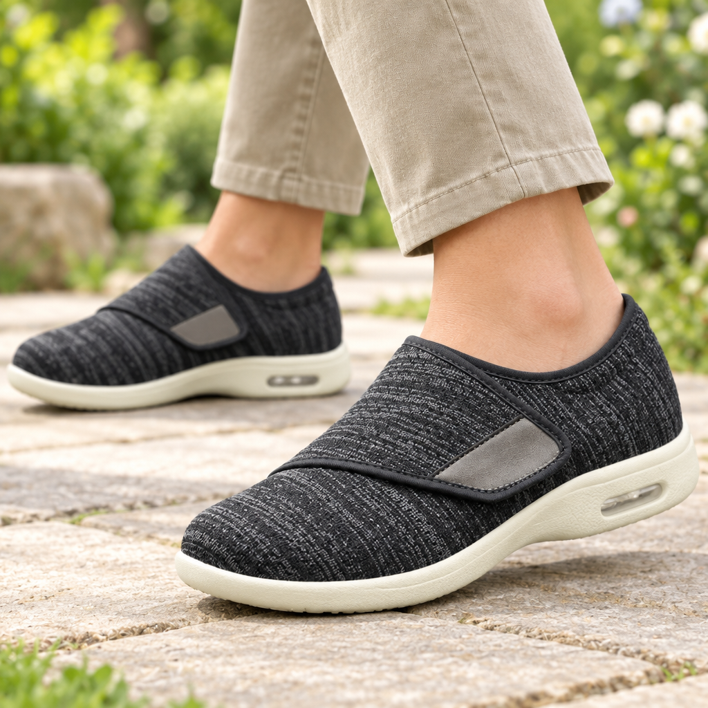 Wide Everyday Shoes with Hook-and-Loop Fastening – ComfortEase