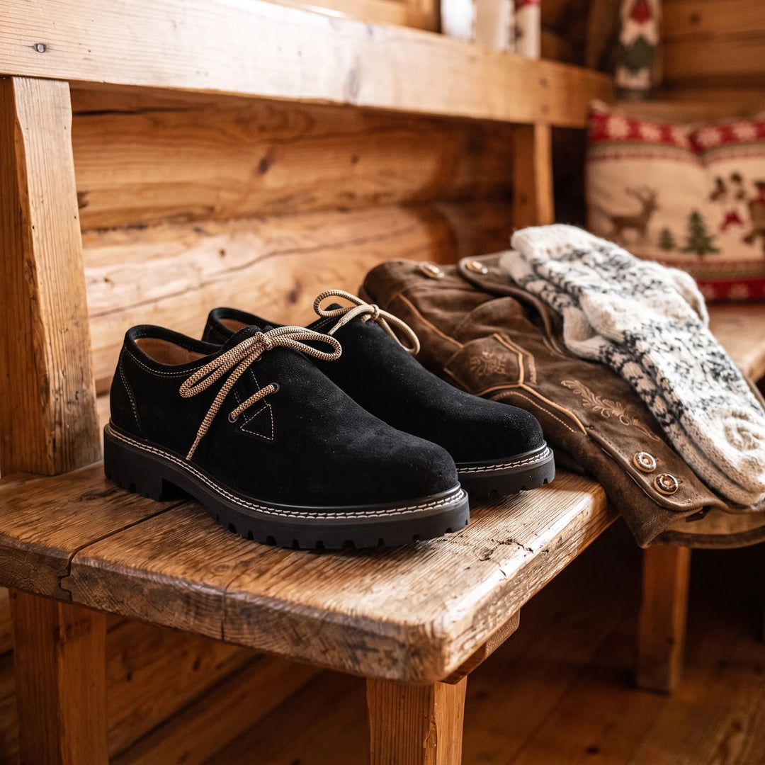 Men's Traditional Bavarian Suede Haferl Shoes – Oktoberfest 2026