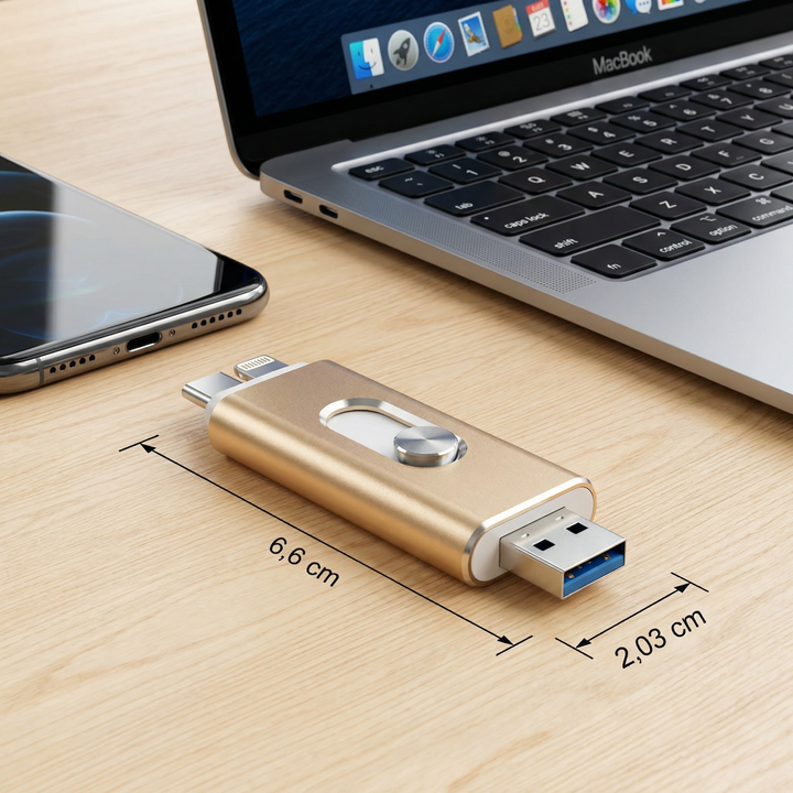 3-in-1 USB Flash Drive | USB 3.0 High Speed with Type-C and OTG Adapter