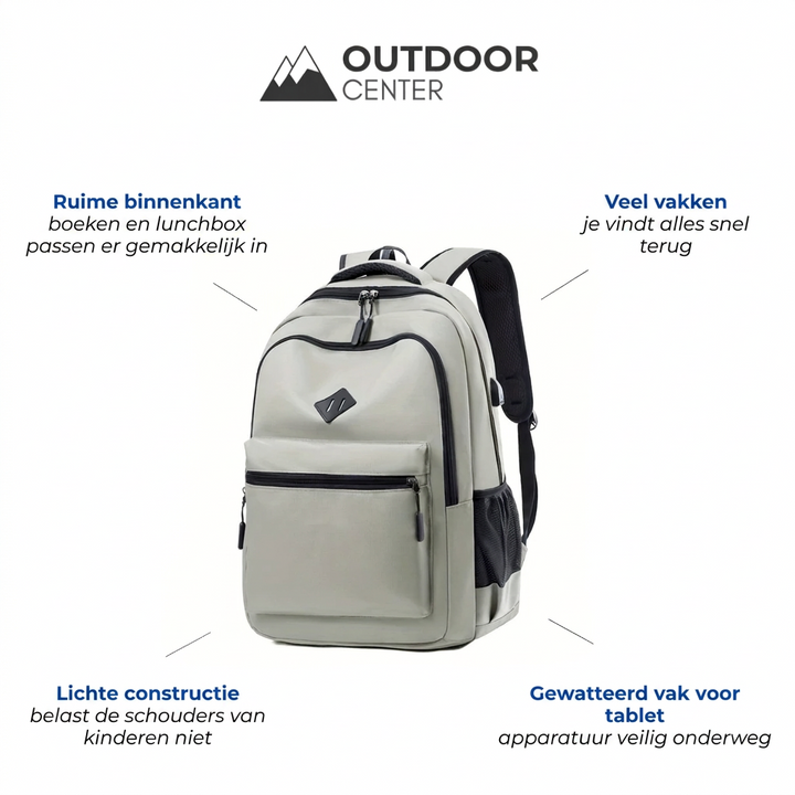 Urban School Backpack - Water-Resistant with Bottle Pocket