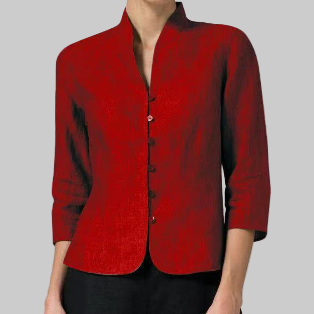 Women’s Stand-Collar Blouse – Chic Details with Versatile Flair