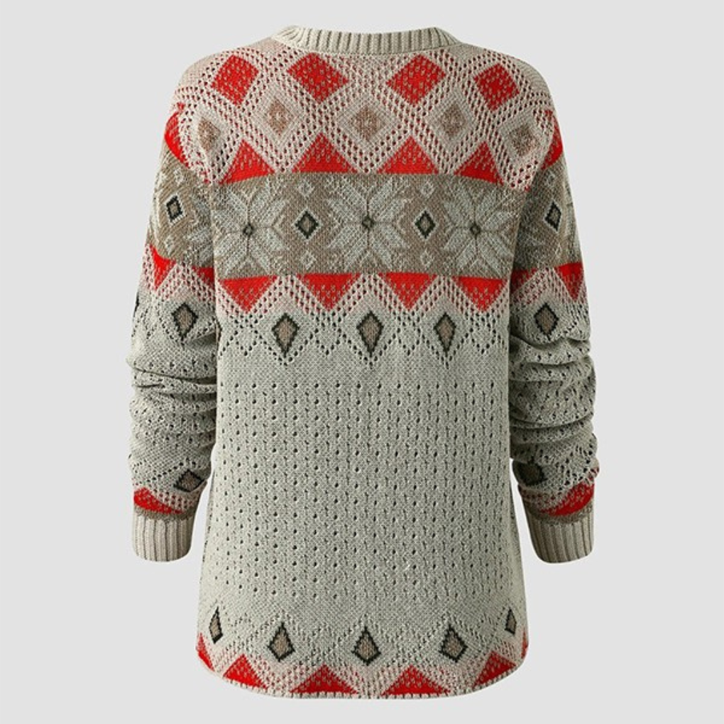 Women’s Geometric Print Long-Sleeve Sweater