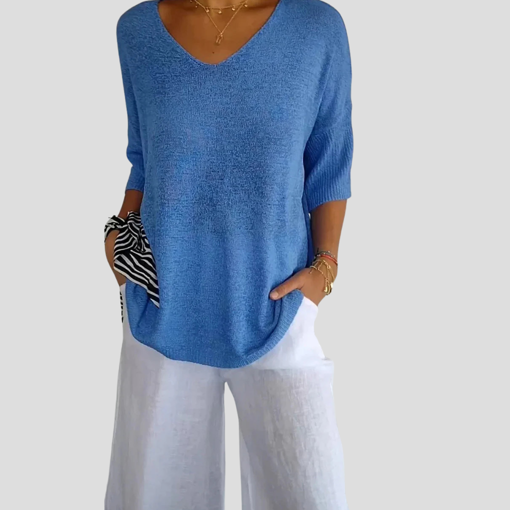 Women’s Knit V-Neck Top – Casual Style with Everyday Flair