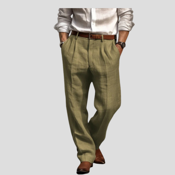 Men’s Pleated Linen Trousers – Refined Style with Casual Edge