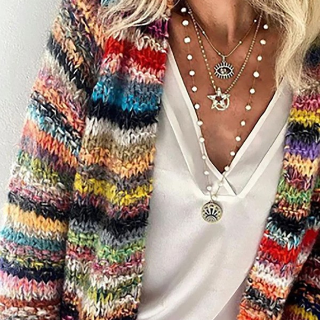Women’s Stripe-Print Long-Sleeve Cardigan