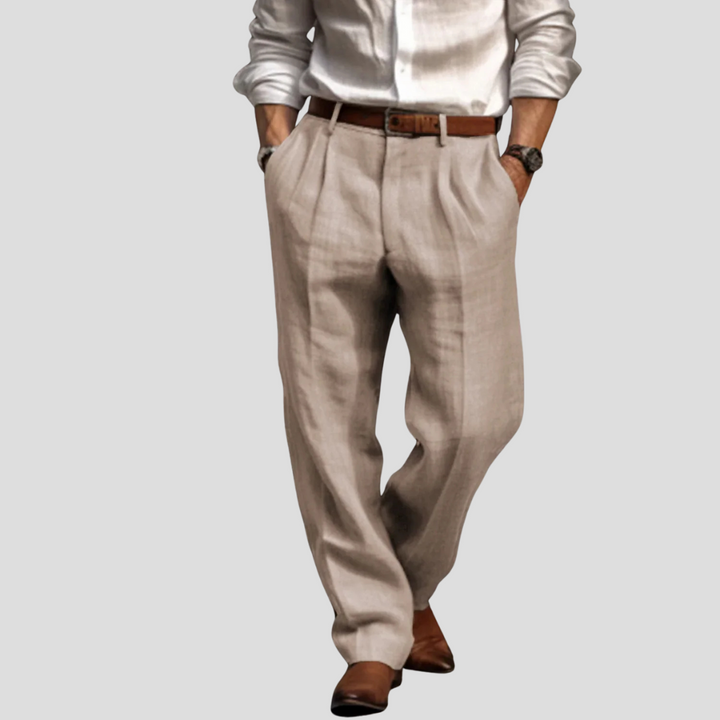 Men’s Pleated Linen Trousers – Refined Style with Casual Edge