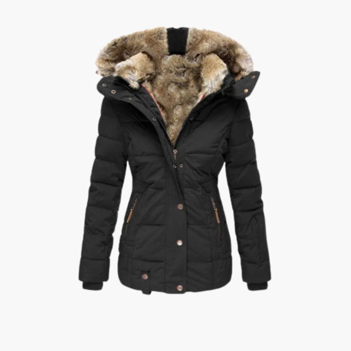 Women’s Coat with Embossed Surface and Closures